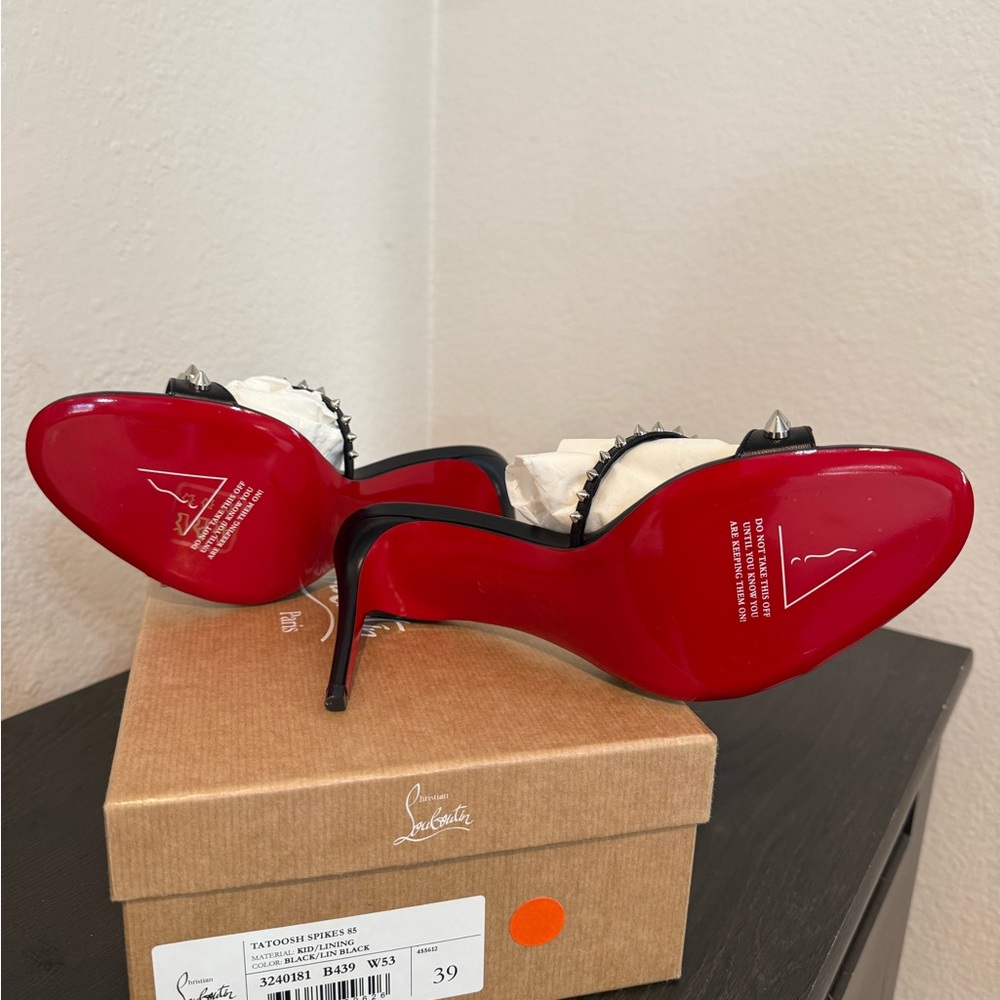 NWT Christian Louboutin Tatoosh Spikes Black 85mm 39 - Picture 4 of 6